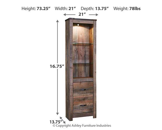 Ashley Furniture Trinell Pier Entertainment Center with open shelving and wood finish, ideal for media and decorative displays.