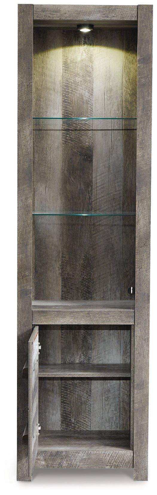 Ashley Furniture Wynnlow 4-piece entertainment center with TV stand, shelves, and storage cabinets, in a modern wood finish.