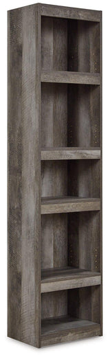 Ashley Wynnlow 4-piece entertainment center with TV stand, storage cabinets, and shelving in a modern wood finish.