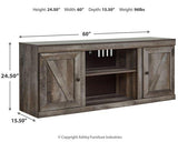 Wynnlow 4-piece entertainment center by Ashley Furniture with TV stand, shelves, and storage cabinets in a modern design.