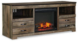 Ashley Trinell 4-piece entertainment center with electric fireplace, featuring storage cabinets and modern design.