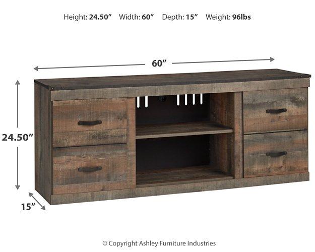 Ashley Trinell 4-piece entertainment center with electric fireplace, featuring storage cabinets and a modern design.