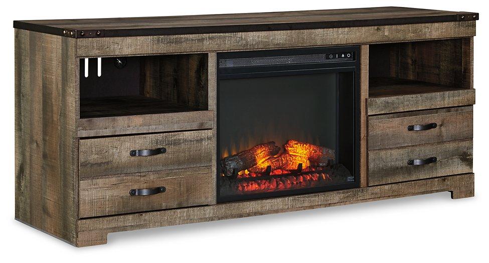Ashley Trinell 4-Piece Entertainment Center with TV stand, shelves, and cabinets in a modern wood finish.