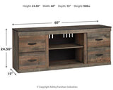 Ashley Furniture Trinell 4-Piece Entertainment Center with TV stand, shelves, and storage units, in a modern wood finish.
