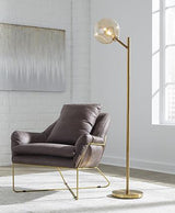 Ashley Furniture Abanson floor lamp with a sleek, modern design and a tall stand, ideal for living room or bedroom lighting.