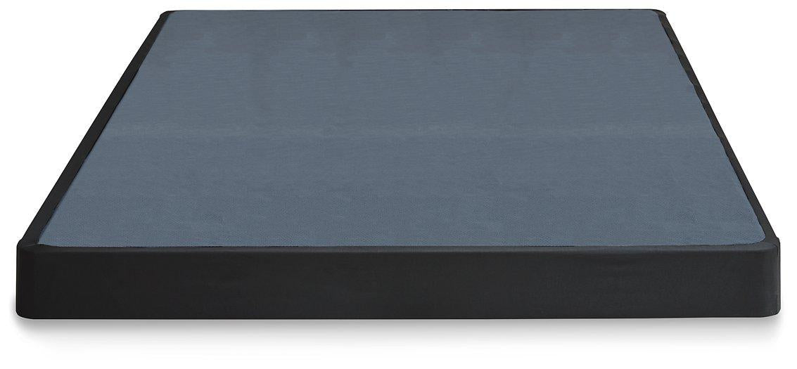 Low profile Ashley Furniture box spring foundation, a sturdy mattress support with a sleek, low height design.