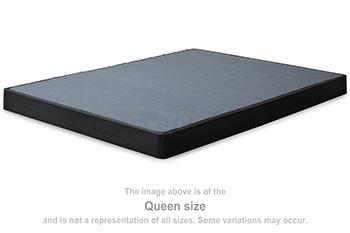 Low profile Ashley Furniture box spring foundation with a sturdy, minimalist design for supporting mattresses.