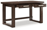 Ashley Furniture Breckington Home Office Set with open desk and matching storage cabinet, featuring wood finish and modern design.