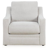 Ashley Furniture Maitelynn upholstery living room set with sofa, loveseat, and armchair in neutral fabric.