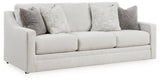 Ashley Furniture Maitelynn upholstery living room set with sofa and armchairs in a modern design, featuring light fabric and stylish cushions.