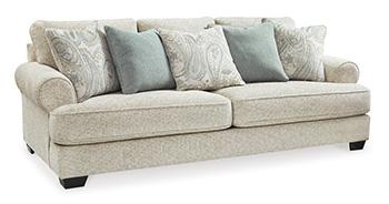 Ashley Furniture Monaghan living room set featuring a sofa and loveseat with neutral fabric upholstery and modern design.