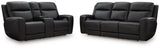 Ashley Furniture 5Z-Comfort Power Reclining Living Room Set with plush cushions and reclining features, shown in a modern living space.