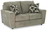 Ashley Cascilla living room set with a sofa, loveseat, and armchair in a modern fabric design, perfect for contemporary home decor.