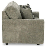 Ashley Cascilla living room set with a sofa, loveseat, and armchair in a modern fabric, arranged in a cozy seating area.
