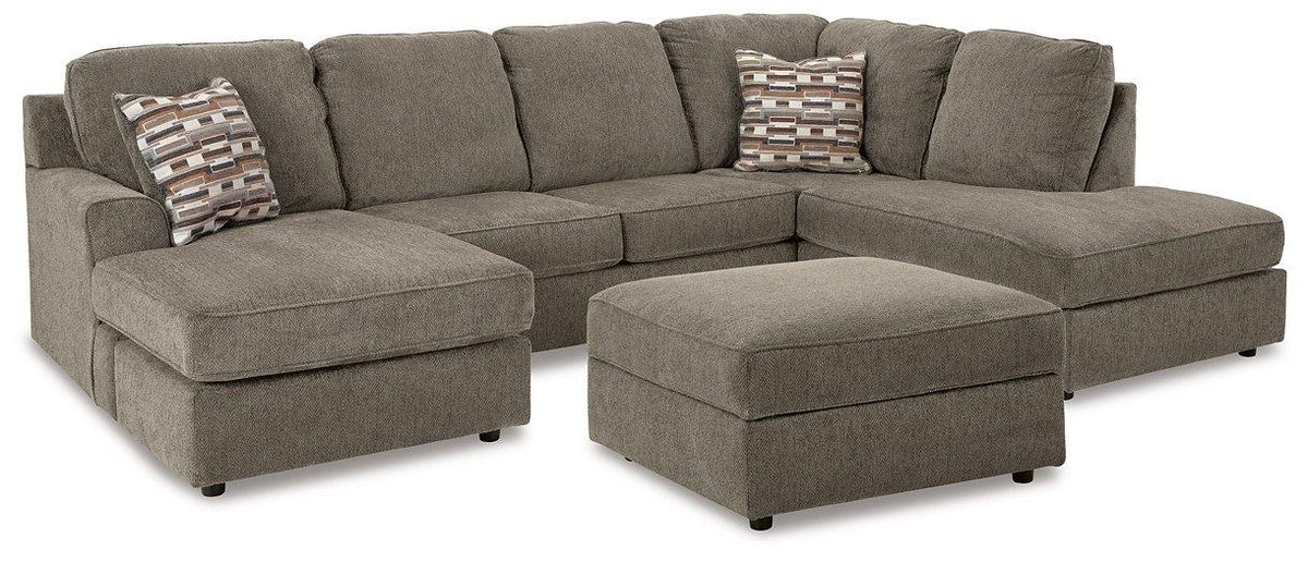 Ashley Furniture O'Phannon living room set with a sofa and loveseat, featuring neutral fabric upholstery and modern design.