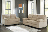 Ashley Furniture SimpleJoy living room set featuring a sofa and matching armchair with neutral upholstery and modern design.