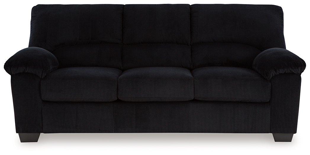 Ashley SimpleJoy living room set with sofa, loveseat, and armchair featuring neutral upholstery and modern design.