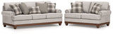 Ashley Furniture Clearbrooke living room set with sofa, loveseat, and chairs in a modern design, shown in a bright living space.