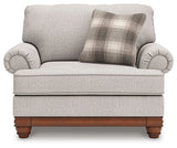 Ashley Furniture Clearbrooke living room set includes sofa and loveseat with neutral upholstery and plush cushions in a modern design.