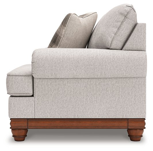 Ashley Furniture Clearbrooke living room set with sofa, loveseat, and armchair, featuring neutral upholstery and modern design