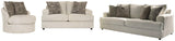 Ashley Furniture Soletren living room set with sofa and armchair in neutral fabric, modern design, and plush cushions.
