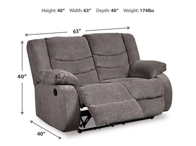 Ashley Furniture Tulen living room set with plush sofa and matching armchair in a modern design, shown in a stylish living space.