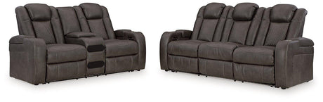 Ashley Furniture Fyne-Dyme living room set with sofa, loveseat, and chairs arranged in a modern, comfortable living space.