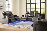 Ashley Furniture Fyne-Dyme living room set with plush sofa and matching armchair, featuring neutral fabric upholstery.