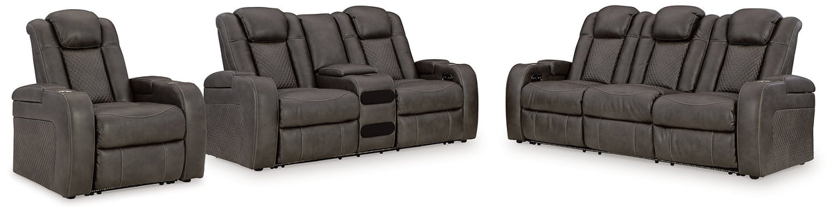 Ashley Furniture Fyne-Dyme living room set with plush sofa, matching armchair, and coffee table in a modern living space