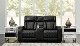 Boyington Power Reclining Loveseat with Console by Ashley Furniture, featuring plush upholstery and built-in cup holders.