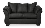 Ashley Furniture Darcy Loveseat with plush fabric and cushioned arms, perfect for stylish and comfortable living room seating.