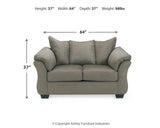 Ashley Furniture Darcy Loveseat with plush beige upholstery and rolled arms, perfect for cozy living room seating.