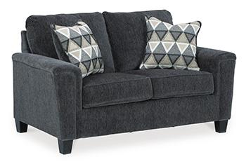 Ashley Furniture Abinger loveseat with plush fabric and cushioned arms, perfect for cozy living room seating.