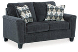 Ashley Furniture Abinger loveseat with plush cushions and textured fabric, perfect for modern living room decor.