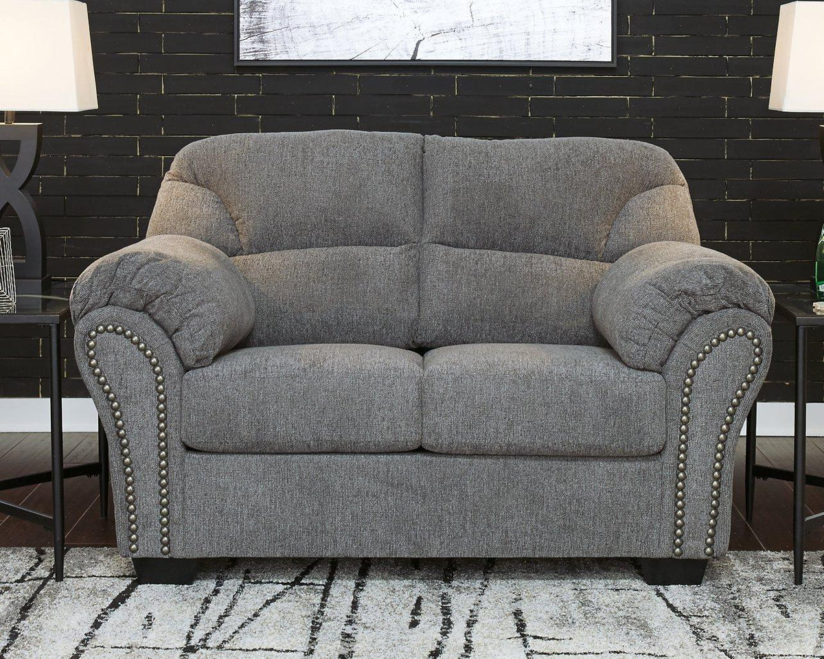 Allmaxx loveseat by Ashley Furniture, featuring plush upholstery and modern design, shown in a cozy living room setting.