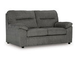 Ashley Furniture Bindura loveseat shown from an angled view, featuring plush upholstery and stylish design for a cozy living space.