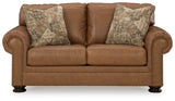 Ashley Furniture Carianna loveseat with plush upholstery and cozy armrests, shown from a front head-on view.