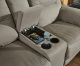 Ashley Furniture Next-Gen Gaucho Power Reclining Loveseat with built-in console, featuring plush cushions and reclining seats.