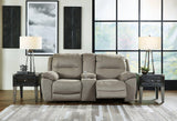 Ashley Furniture Next-Gen Gaucho Reclining Loveseat with Console, shown in a modern living room setting.