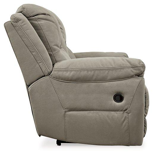 Ashley Furniture Next-Gen Gaucho Reclining Loveseat with Console, plush fabric, padded armrests, and built-in center console for comfort