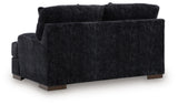 Ashley Furniture Whitmore Manor loveseat, beige fabric with tufted back and rolled arms, cozy seating for two.