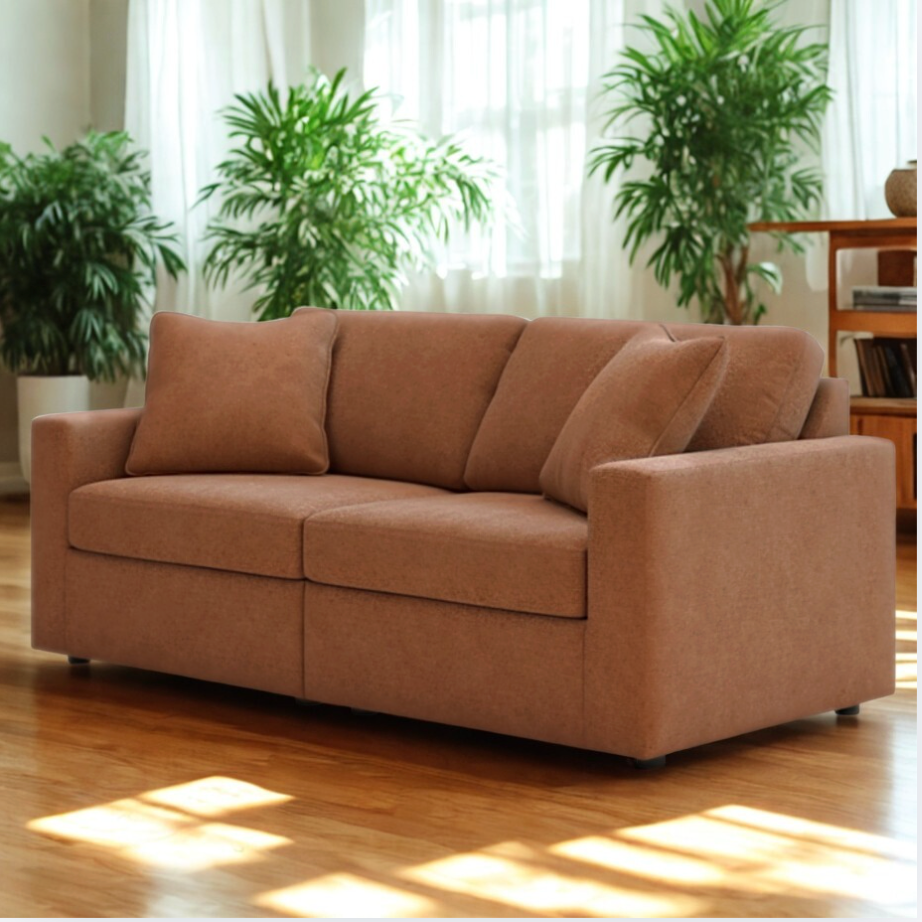 Two-piece Ashley Furniture Modmax Modular Loveseat in granite fabric, showing plush cushions and modern design.