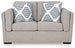 Ashley Furniture Evansley loveseat with plush fabric, cushioned back and armrests, in a cozy, stylish living room setting.