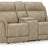 Ashley Furniture Next-Gen DuraPella power reclining loveseat with built-in console, featuring plush cushions and armrests.