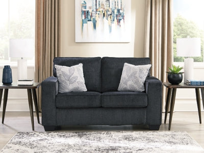 Ashley Furniture Altari Loveseat with plush fabric, cushioned back, and stylish design for comfortable seating in living rooms.