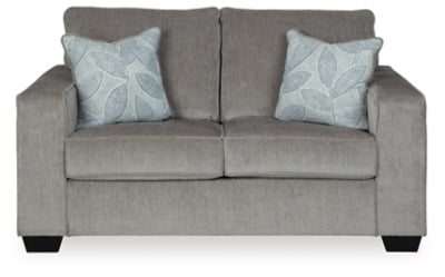 Ashley Furniture Altari loveseat with plush upholstery and cushioned armrests, shown from a head-on perspective.