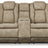 Ashley Furniture Next-Gen DuraPella power reclining loveseat with console, showing plush upholstery and built-in cup holders.