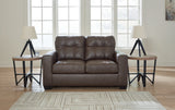 Ashley Furniture Barlin Mills loveseat with plush fabric and cushioned armrests, perfect for cozy living room seating.