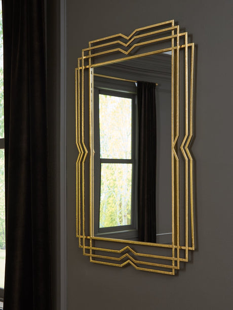 Claybrook Accent Mirror by Ashley Furniture, round wall mirror with a stylish frame, ideal for living room or bedroom decor.