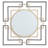 Ashley Furniture Oceanal Accent Mirror with round frame, hanging on a wall, showcasing a stylish and modern decorative mirror.